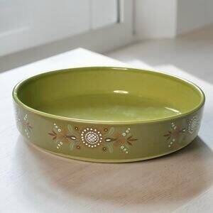 Casa Verde Granada Green Serving Bowl Portugal 10” Pasta Dish Floral